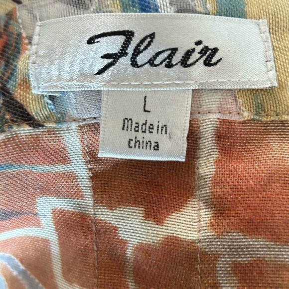 Flair vintage Button Down V-Neck long 
Sleeve Shirt Top Blouse
Size L - Picture 8 of 9